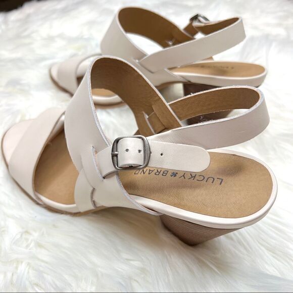 Lucky Brand Vaneesha stacked heel sandal 10 leather Boho Inspired - Picture 7 of 15